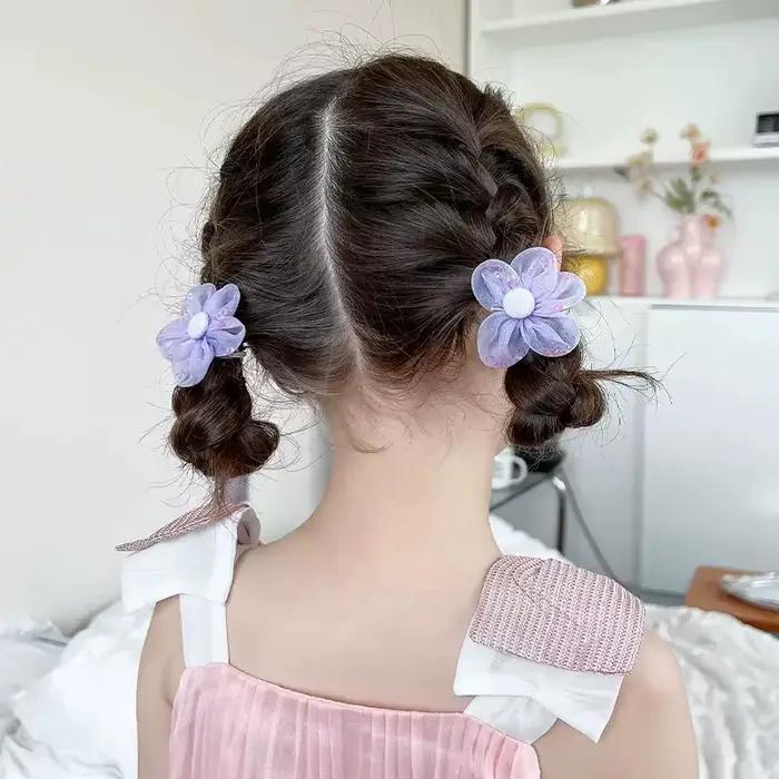 Lot de 10 élastiques à cheveux en maille à fleurs pour enfants, avec une bonne élasticité, bandeau p