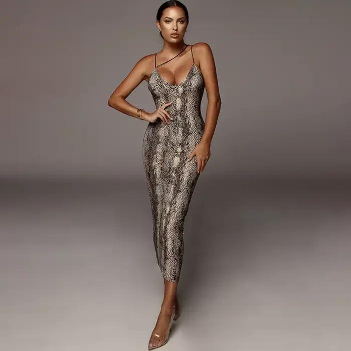 Robe d'été Sexy léopard sans manches pour femmes, vêtements élégants, mode féminine, taille haute, b