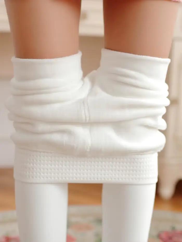 Femmes hiver Leggings blanc taille haute serré chaud Legging entraînement épais thermique collants S