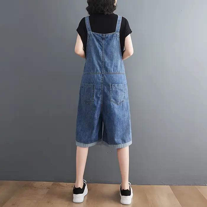 Printemps été Jean combinaisons courtes femmes décontracté Streetwear ample jambe large Shorts Denim