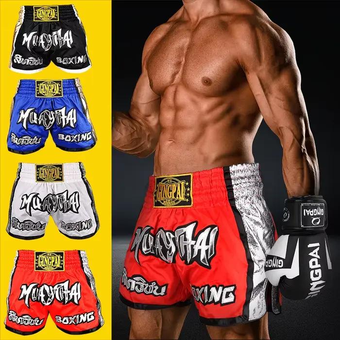 Short de boxe thaïlandaise brodé pour hommes et femmes, short de boxe thaïlandaise pour enfants, sat