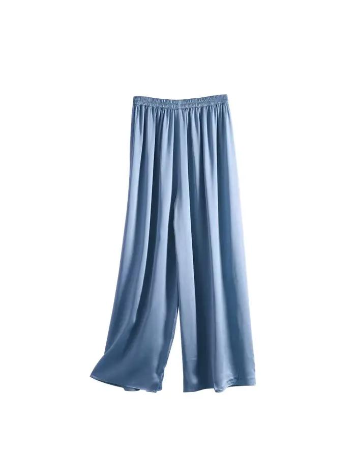 SuyaDeam – pantalon en soie Pure 100% pour femmes, taille élastique, jambes larges, longueur chevill