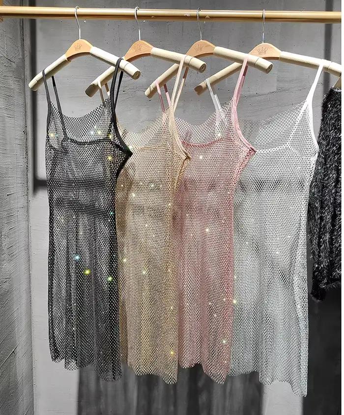 Bunduextrêmes-Robe Mi-Longue Sexy et Slim pour Femme, Diamant Brcorporelle, Clip, Sac de Tempérament