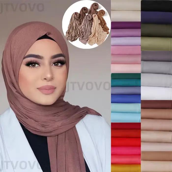 80*180 cm Modal rayonne coton musulman Jersey Hijab femmes couleur unie écharpe Ramadan Long châle p