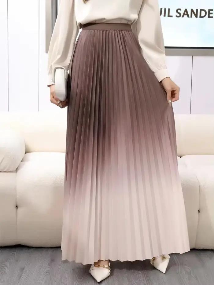 Jupe longue plissée longueur au sol pour femme, maxi, décontractée, patchwork, élégante, document ni