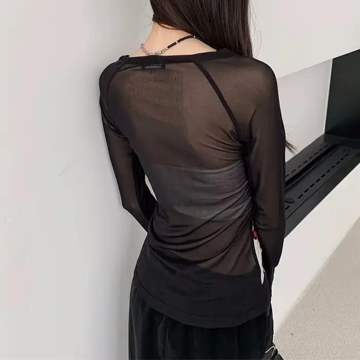 T-shirt en maille Karrcat cyber-y2k, hauts imprimés Grunge esthétique japonais Harajuku, teinture pa