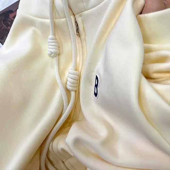 Sweat à Capuche Bordeaux pour Femme, Mode Vintage, Style Coréen, Fermeture Éclair, Assressenti, Brod