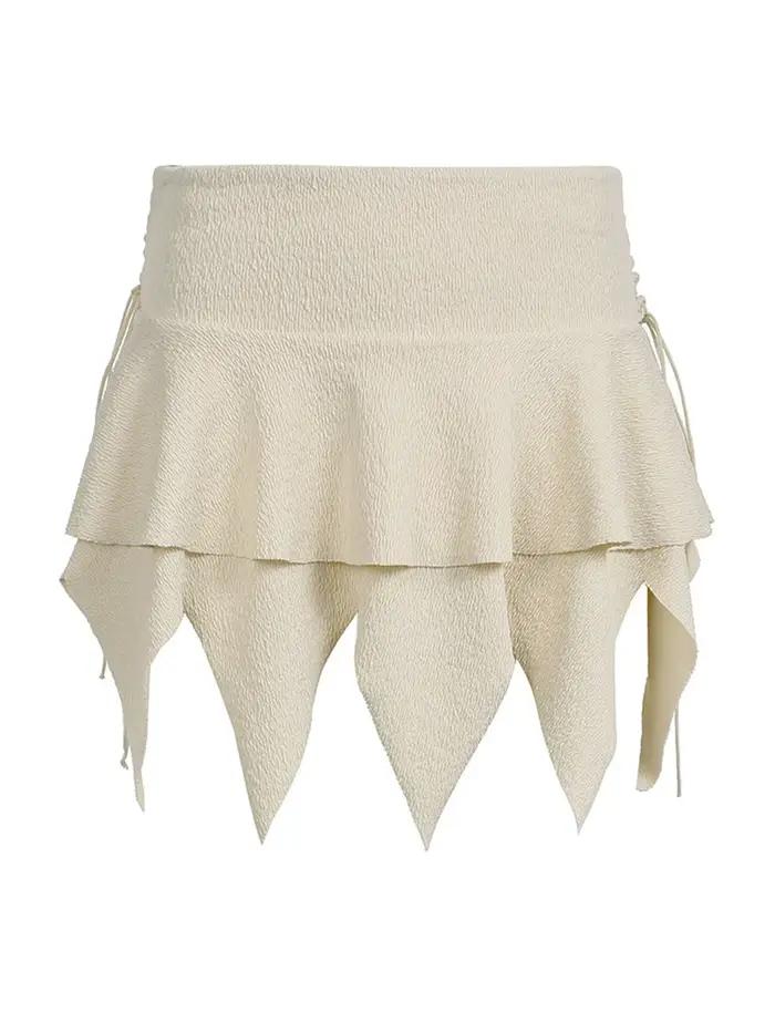 Mini jupe gothique unie pour femme, bande élastique, jupe courte Y2K, ourlet irrégulier, streetwear