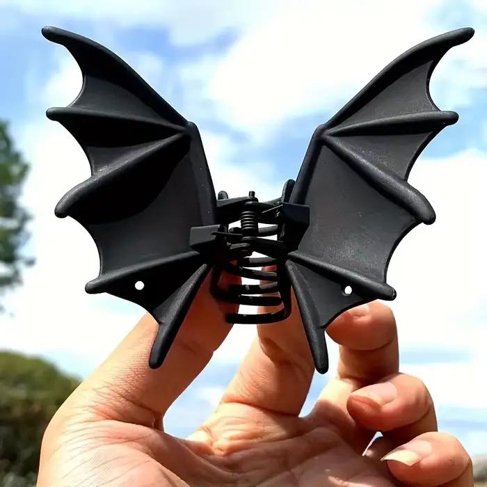 Pince à cheveux chauve-souris gothique Halloween noir mat gothique Style Punk imprimé Animal épingle