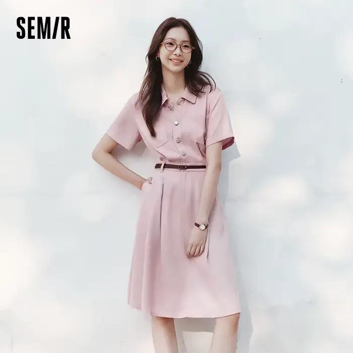 Robe en jean Semir pour femme, taille cintrée, boutonnée, nouvelle collection été 2025, robe midi ra