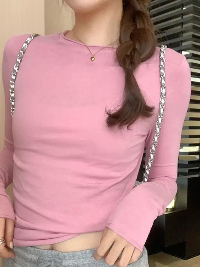 T-shirt à Manches sulfet Col Rond pour Femme, Streetwear Décontracté de Haute Qualité, Collection Pr