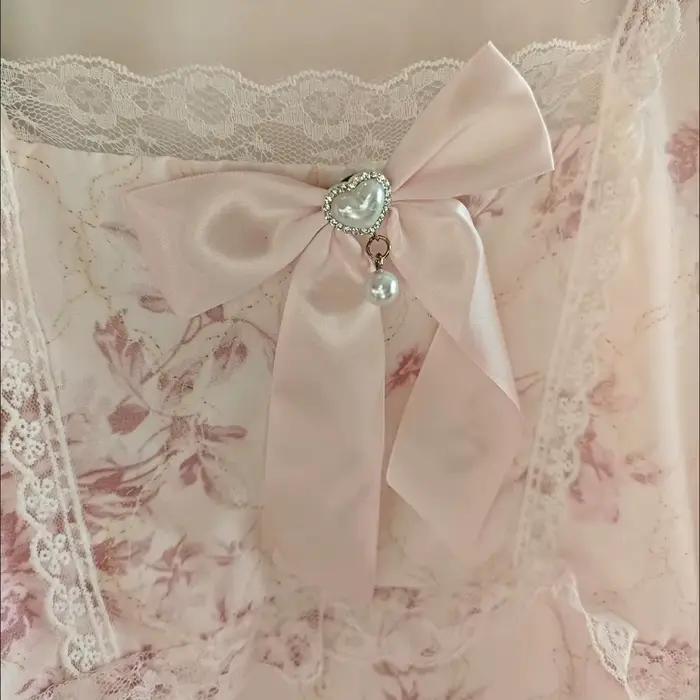 Robe mi-longue à manches longues pour femmes, douce princesse, imprimé Floral, taille flatteuse, nœu
