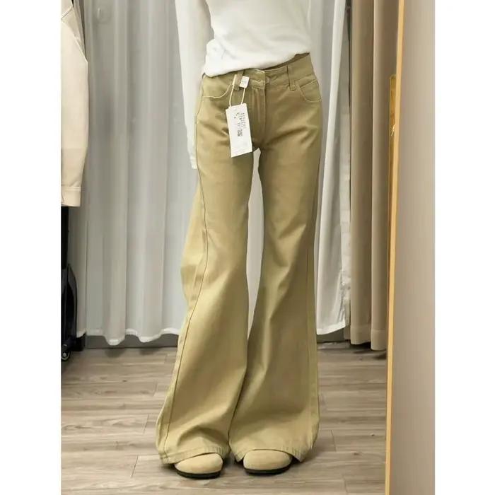 Dames jean pantalon évasé loisirs minceur Vintage inspiré automne taille haute cloche femmes pantalo