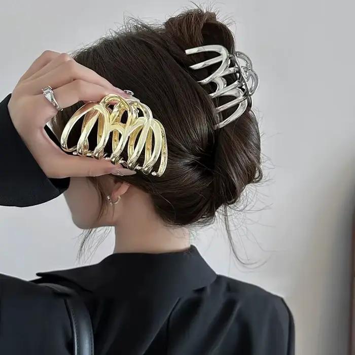 Pince à cheveux creuse vintage pour femmes et filles, barcordons, crabe coréen, grandes griffes, pin