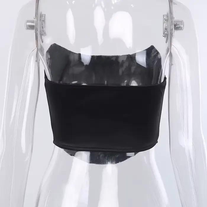 Corset Sexy en velours sans manches, épaules dénudées, mode, haut court, gilet, sous-vêtements fémin