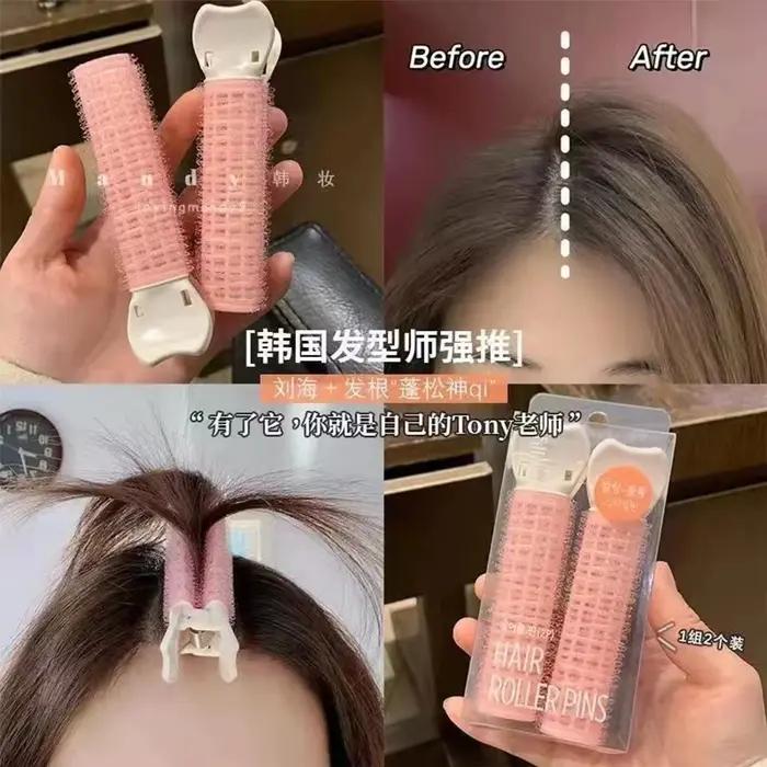 2 pièces frange racine de cheveux pinces à cheveux moelleuses cheveux paresseux haut style curling b