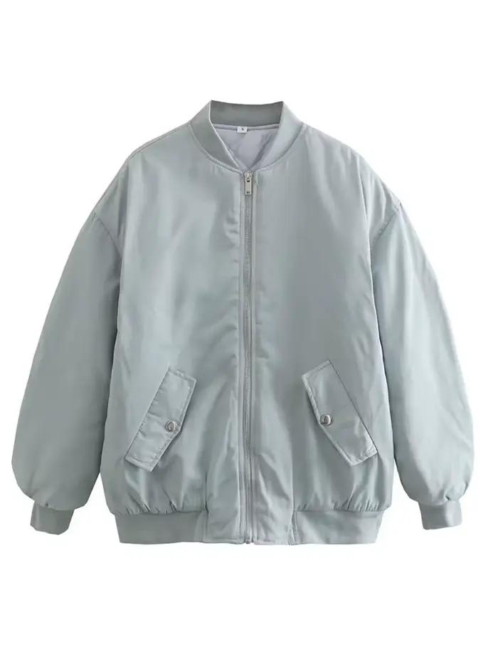 YENKYE – veste bombardier Vintage à manches longues pour femmes, Streetwear, ample, vert, avec ferme