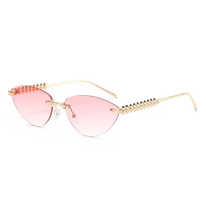 Lunettes de protection sans bords œil de chat Rivet lunettes de soleil femmes marque de luxe ovale d