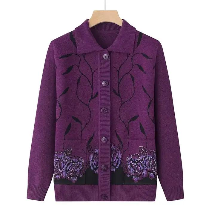 Pull cardigan à manches longues avec boutons pour femmes, manteau chaud, vêtements pour femmes, mère