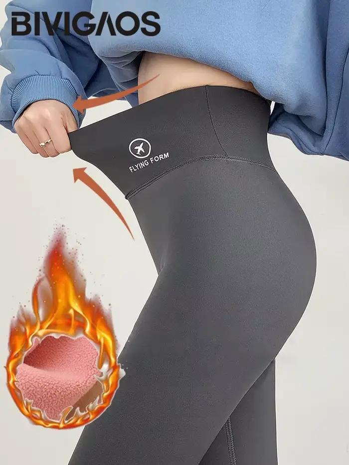 BIVIGAOS automne hiver rose velours requin Leggings femmes polaire taille haute épais chaud Leggings