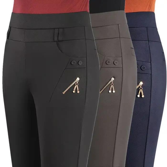 Pantalon Femme 2026 Nouvelle Collection Printemps Automne Taille Haute Extensible Décontracté Grande