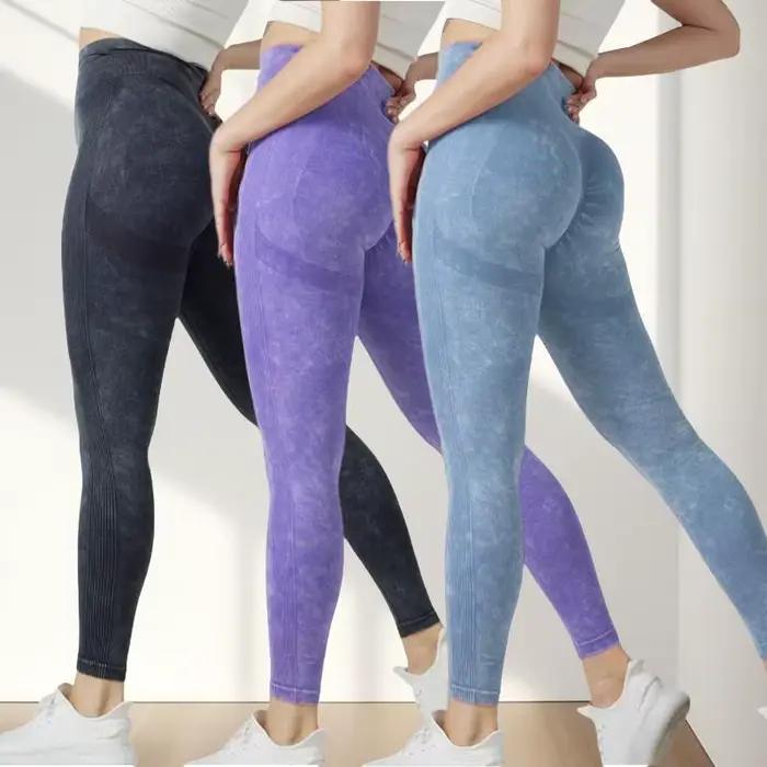 Leggings sans couture Tie-Dye pour femmes – Ascenseur de pêche taille haute, Texture mate, levage de