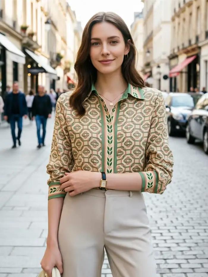 Nouveau bureau élégant dames chemises mode imprimé femmes Blouses à manches longues hauts Blusas Muj