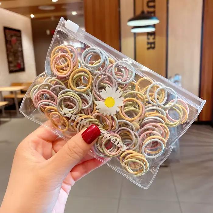 100 pièces/lot petits attaches de cheveux gomme coloré en Nylon élastique corde poupée kaki noir ban