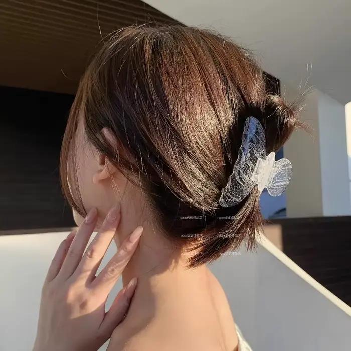 Nouvel accessoire capillaire : Pince à cheveux élégante en dentelle pour femme, texture sexy pour la