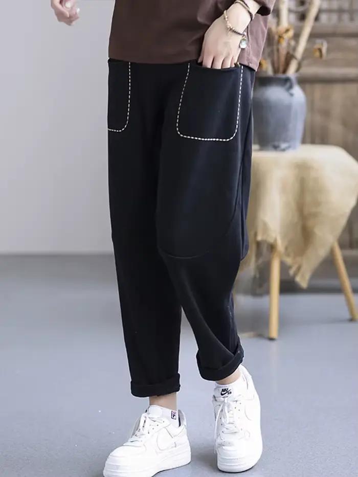 Amax luluE femmes rétro couleur unie droit sarouel femmes hiver mode coréenne Fitness 2024 taille ha