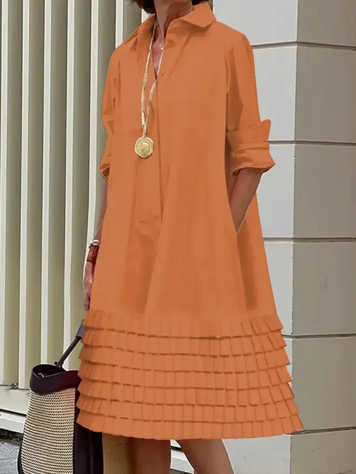 Uoozee femme élégant multicouche revers chemises robe 2024 nouveau printemps manches longues urbain