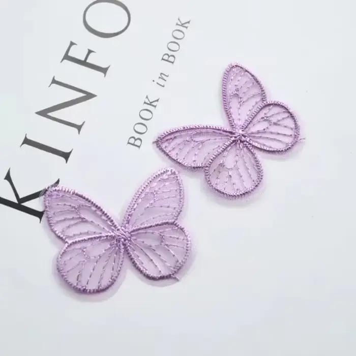 Patchs en tissu papillon en maille brodée 4.5x3.5cm, 20 pièces/lot, Appliques pour vêtements, fourni