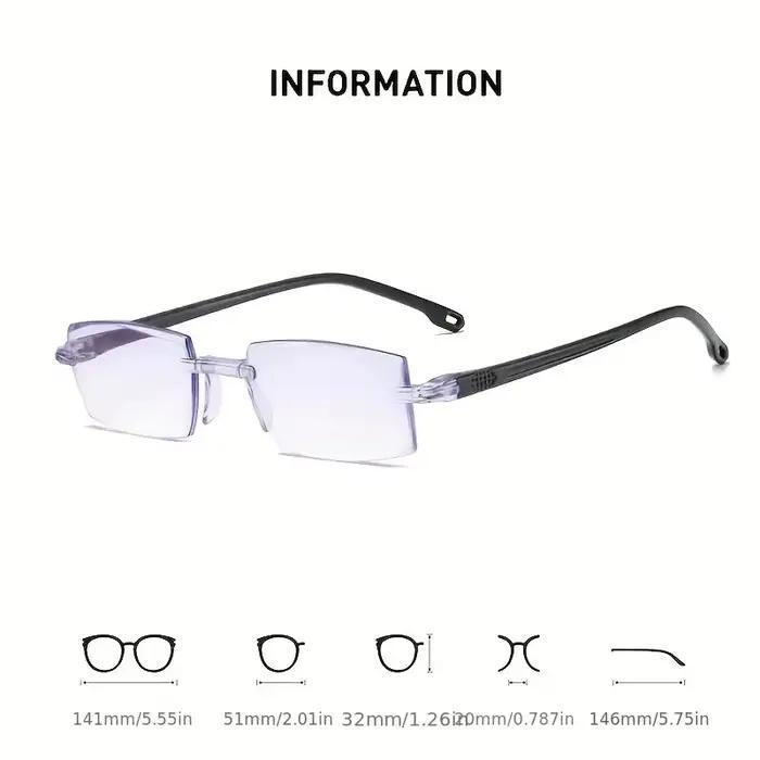 Paquet de 14 lunettes de lecture sans monture de style vintage – Cadre rectangulaire, bloquant la lu