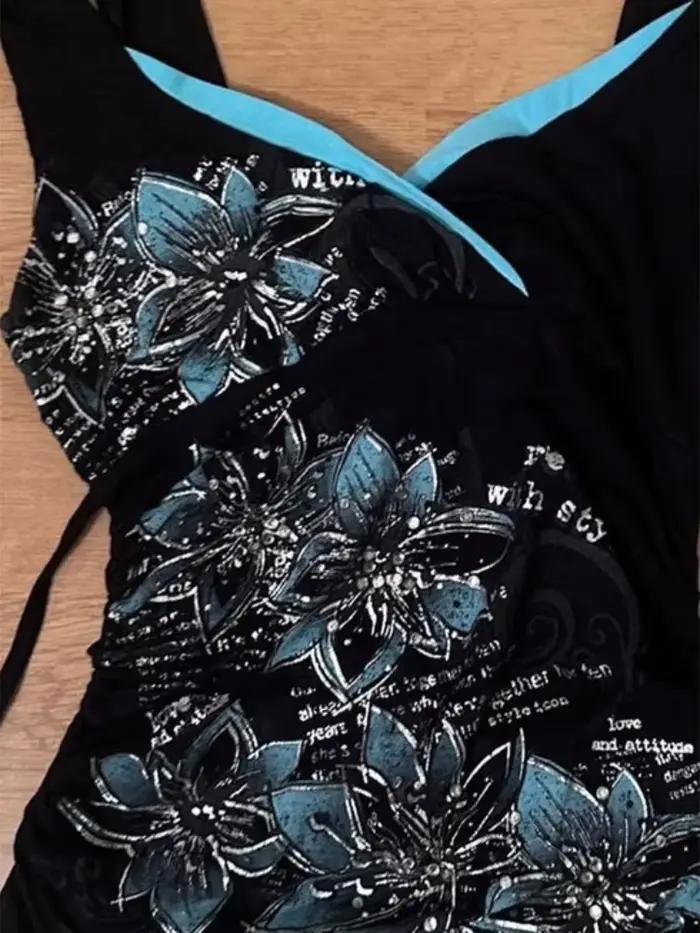 L'été Shibuya Chaude Fille Noir Sexy Sangle Top Femme 2000s Y2K Harajuku Gothique Rétro Dos Nu Top S