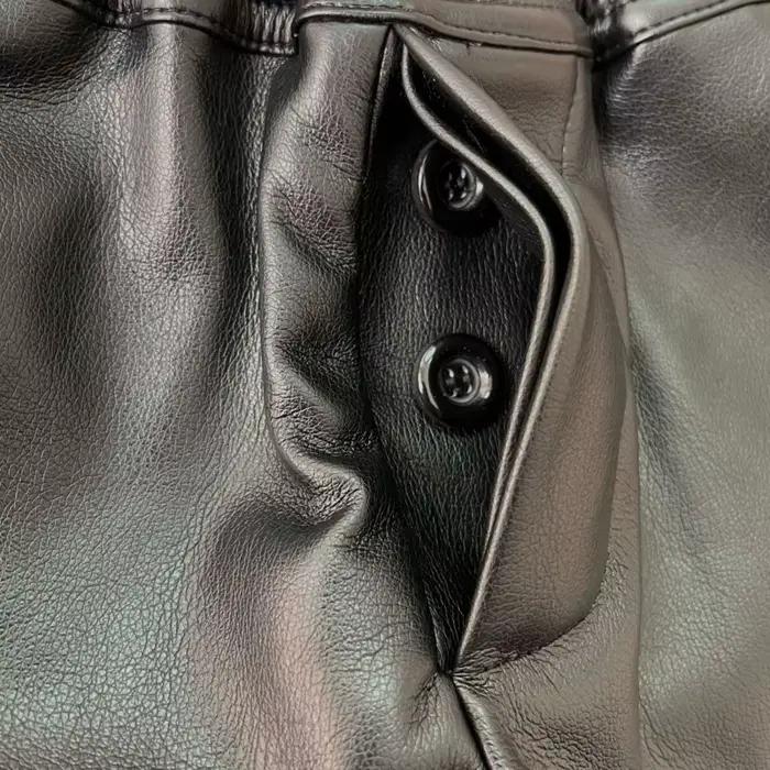 Shorts en cuir PU pour femmes HKSH 2026, style sombre RO, fente latérale, bloc de couleur, taille él