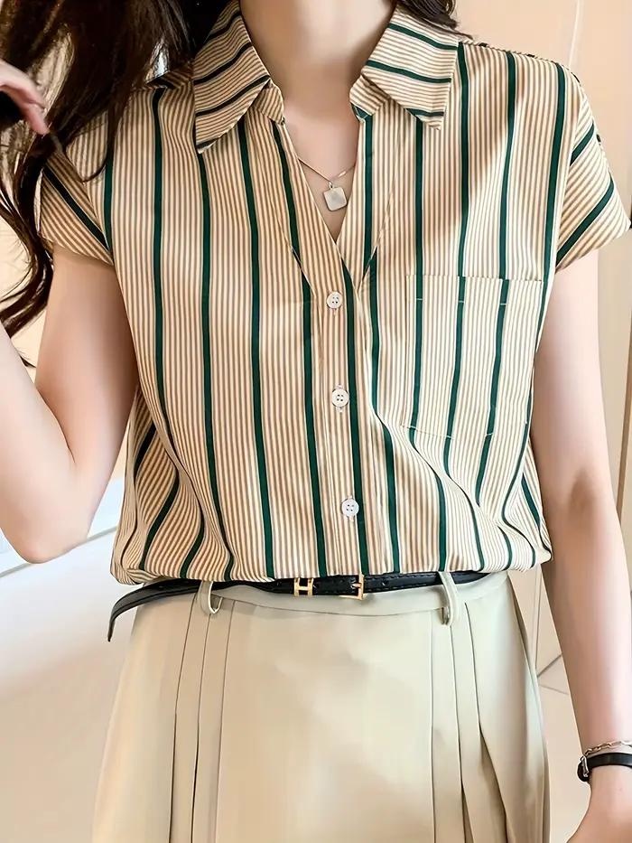 Mode rayé femmes blouses nouveau printemps été dames chemises sans manches bas dessus de chemise blu
