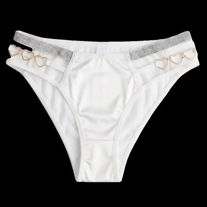 Culottes taille basse pour femmes, lingerie transparente en maille avec bretelles scintillantes, san