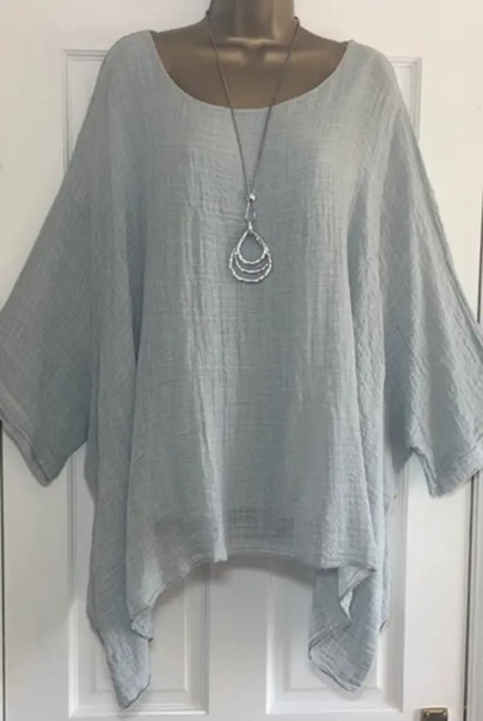 2023 automne femmes vêtements mode manches chauve-souris couleur unie ample col rond 3/4 manches déc