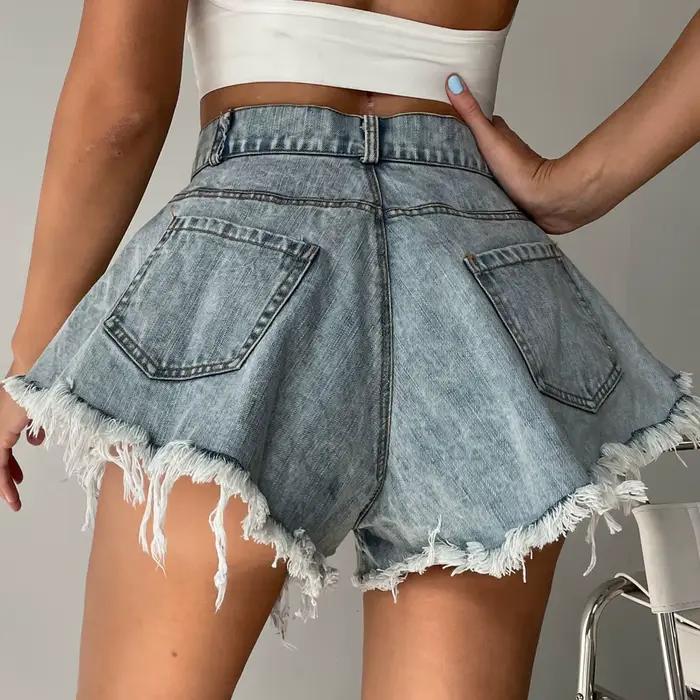 2026 nouvelles femmes Denim Shorts avec trous et taille haute lâche gland jean S-XXL