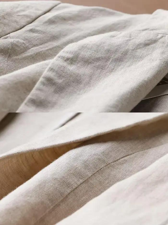 Blazer à simple boutonnage pour femme, veste d'été en coton et lin, blanc uni, bouton décontracté, m
