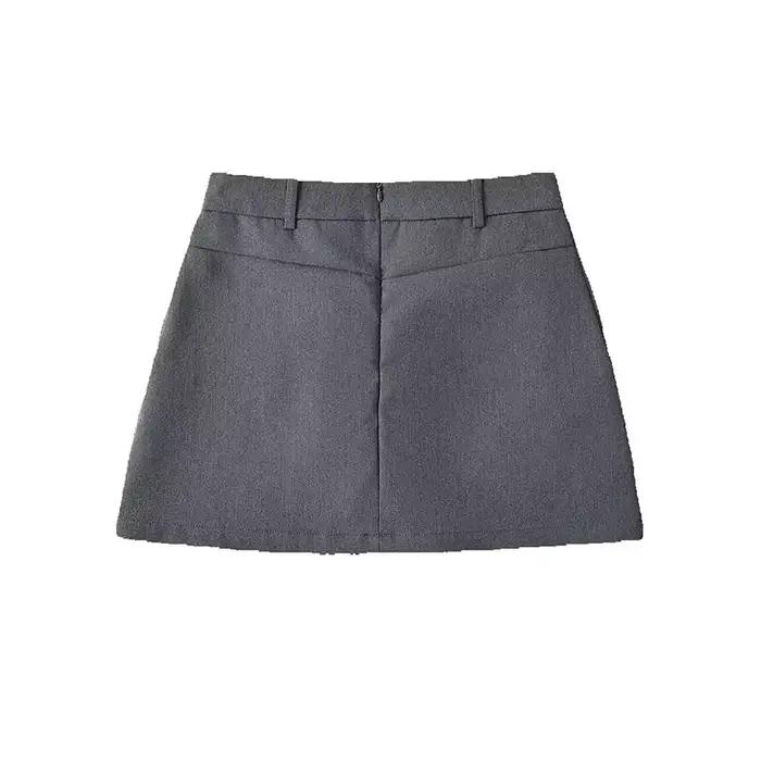 Mooyufon femmes mode solide dos fermeture éclair a-ligne Mini jupe Vintage taille haute femme Chic d