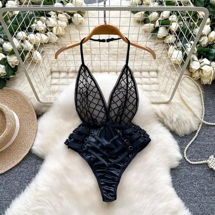 Femmes Sexy voir à travers maille body Chic mode élastique Bodycone combinaisons Hotsweet gothique c