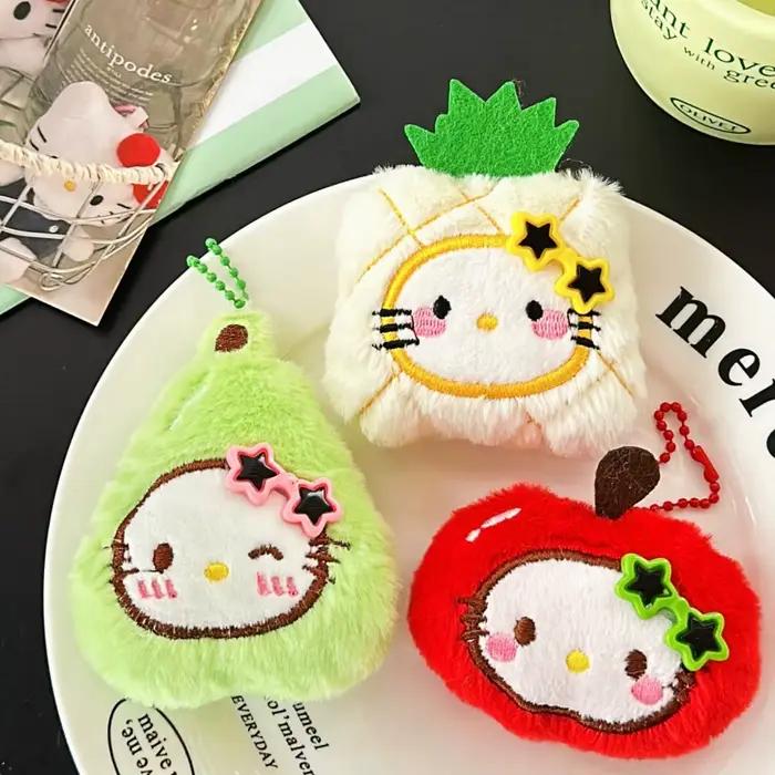 Pendentif chat fruit Sanrio Hello Kitty, porte-clés, pendentif sac à dos, 1/3 pièces