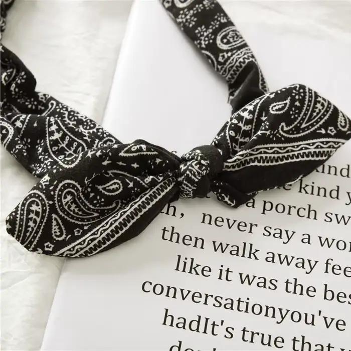 Bandeau Élastique à Nœud Croisé Imprimé Doux et Solide, Vintage pour Femme, Turban, Bandana de Style