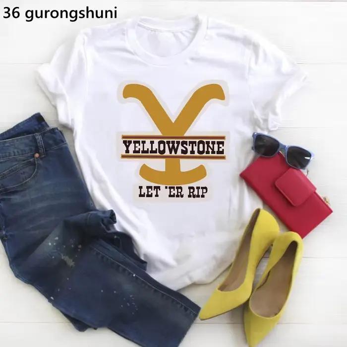 T-shirt manches courtes femme, estival et décontracté, à la mode, avec image de cowboy occidental, Y