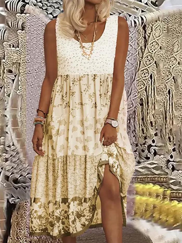 Robe d'été grande taille pour femmes, col de plage, fluide, robe de soirée imprimée, robes hawaïenne
