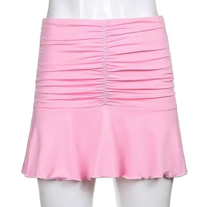 Jupes d'été Sexy pour femmes, Mini jupe plissée décontractée rose de Style coréen pour écolières des