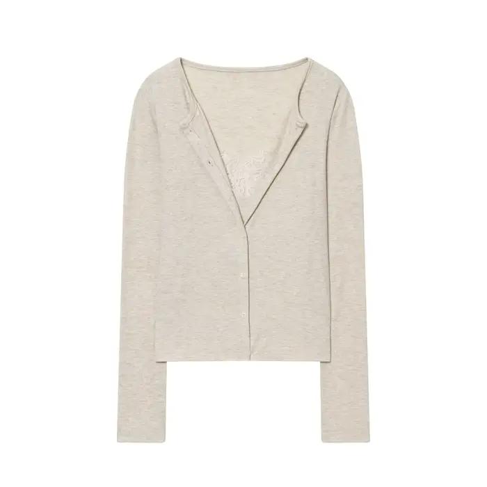 MUJER dentelle recadrée veste haut pour femme Vintage tricot Demi-saison vestes pour femmes boutonné