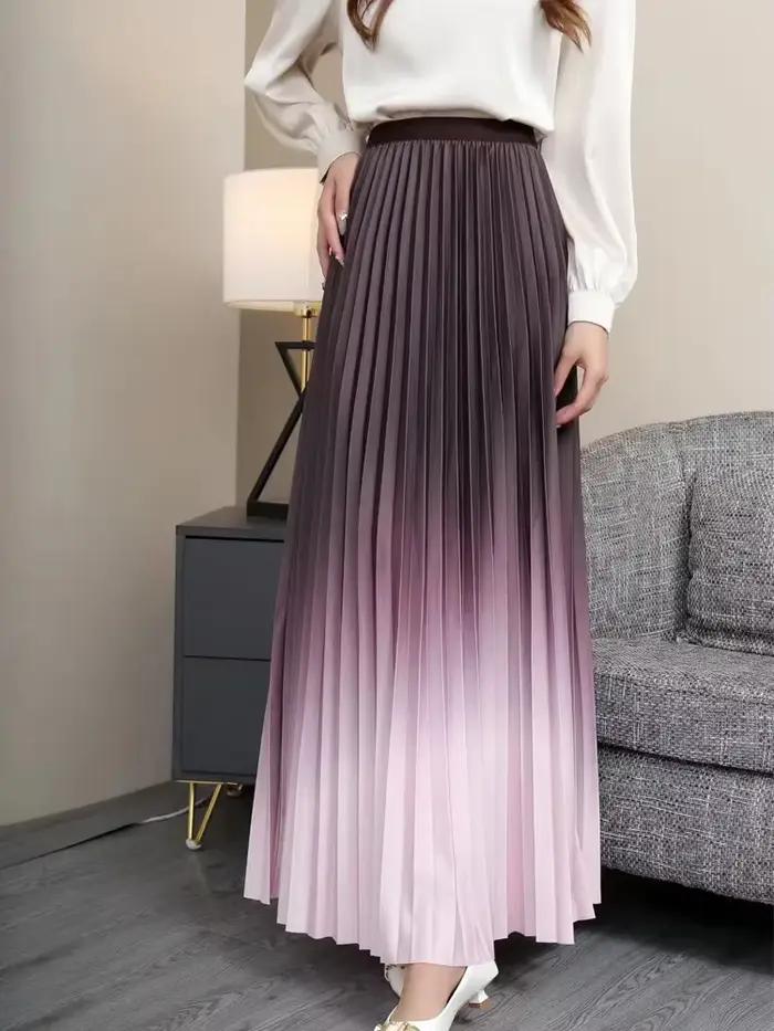 Jupe longue plissée longueur au sol pour femme, maxi, décontractée, patchwork, élégante, document ni
