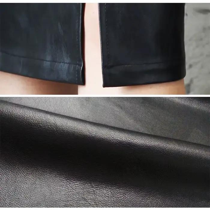 Jupe mi-longue en cuir PU pour femmes, automne hiver, paquet pour dames, jupe crayon fendue sur le d